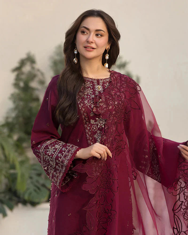 Qalamkar Unstitched Dhanak 3 Pcs with Dhanak Emb Shawl -3168