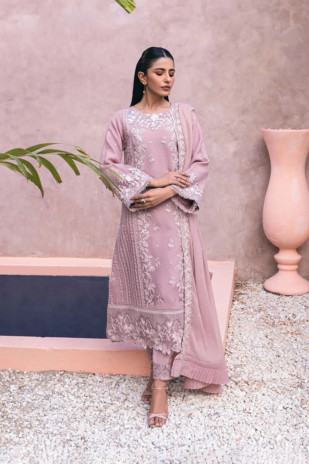 Azure Unstitched Dhanak 3 Pcs with Dhanak Emb Shawl -805